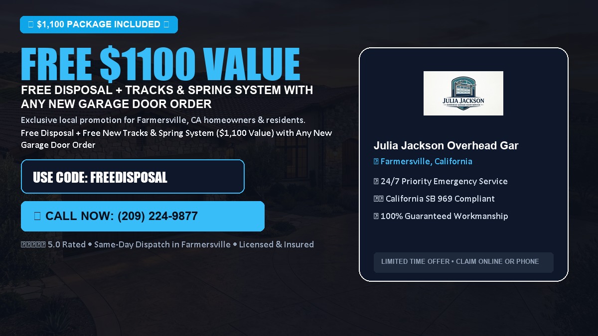 Free Disposal + Free New Tracks & Spring System with Any New Garage Door Order ($1100 Value) in Farmersville, CA